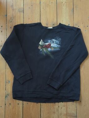 228-Vintage Northern Reflections Navy Crewneck Sweater with Cardinal Embroidery